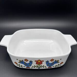 VINTAGE 1975 CORNING WARE CASSEROLE DISH 1 QUART FRIENDSHIP COUNTRY FESTIVAL